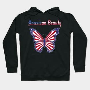 American Beauty Patriotic Red White And Blue Butterfly Hoodie